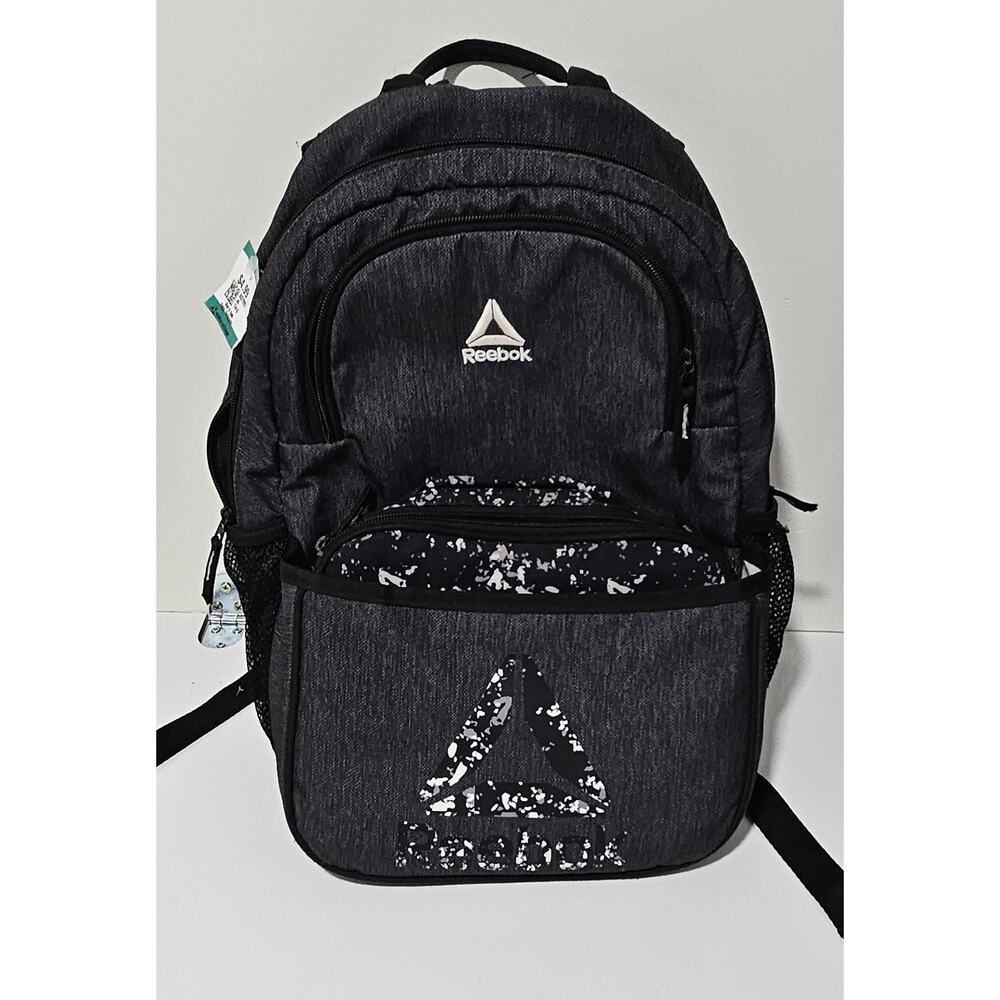 Reebok RILEY Backpack Dark Heather GRAY with Lunch Box - Padded Back